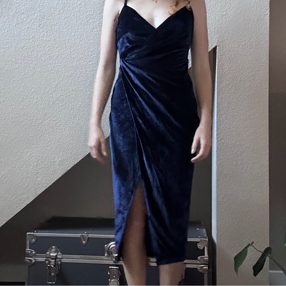 Showpo blue velvet dress
